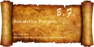 Barabits Ferenc névjegykártya